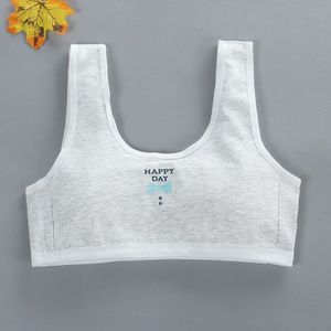 Teenages Meisjes Beha Kind Gelukkige Dag Letters Print Lingerie Sport Tank Vest Mid-Leeftijd Brasserie Onderkleding Met Pad Cup voor 7-12T