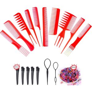 Kappers Kammen Set Stylist Draagbare Tool Anti-Statische Detangler Kam Kapper Styling Tool Haar Borstel Vrouw Mannen Roze Set kam
