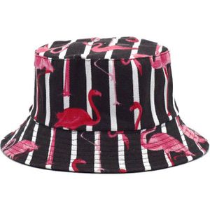 Straat Flamingo Gedrukt Dubbelzijdig Emmer Hoed Outdoor Panama Visser Caps Voor Zowel Mannen En Vrouwen Harajuku f67