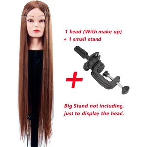 30 Inch Synthetisch Haar Opleiding Hoofd Vlechten Praktijk Kapper Professionele Mannequin Hoofd Pop Salon Kapper Training Hoofd