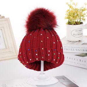 Herfst Winter Schattige Kleur Diamant voor Pasgeboren 3 Jaar Oude Baby Hoeden Fleece Winter Warm Kids Oorbeschermers Hoed Peuter meisje Caps