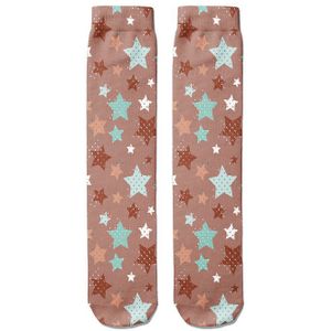 Mode 3D Printing Star Patroon Vrouwen Sokken Harajuku Kawaii Vrouwelijke Sokken Hoge Enkel Winter Warm Casual Meisje Sokken