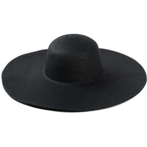 Eenvoudige Vrouwen Witte Hoed Zomer Zwarte Oversized Sunbonnet Strand Cap Vrouwen Strohoed Zonnehoed Zomer Hoed 56-58Cm