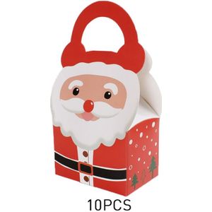 10Pcs Kerst Ornamenten Papier Geschenkdoos Kerstman Vrolijk Kerstfeest Snoep Box Bag Container Verpakking Sweets Popcorn Levert