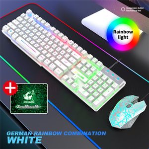 Duitse Gaming Toetsenbord Computer Muis Gamer Set Gemengde Licht Usb Pc Toetsenbord Ergonomische Gaming Muis Voor Laptop Pc Games Клавиатура