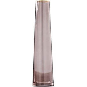 Gold Trim Glazen Vaas Grijs Hydrocultuur Bloempot Bloemstuk Transparant Roze Vazen Woondecoratie Accessoires Moderne