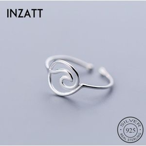 INZATT Real 925 Sterling Zilver Minimalistische Geometrische Hollow Line Wave Opening Ring Voor Elegante Vrouwen Party Mode Fijne Sieraden
