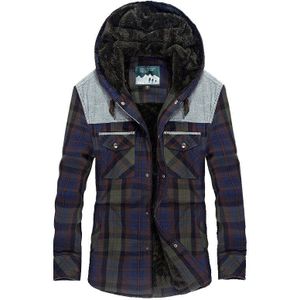 Winter Shirt Mannen Dikke Warme Fleece Shirts Plaid Katoen Mannen Shirt Lange Mouw Camisa Masculina Plus Size M-XXXL Hooded Shirt mannen