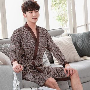 Rayon Nachtkleding Zomer Robe Print Bloemen Nachtkleding Casual Home Kleding Mannen Kimono Badjas Gown Neglige Pyjama One Size