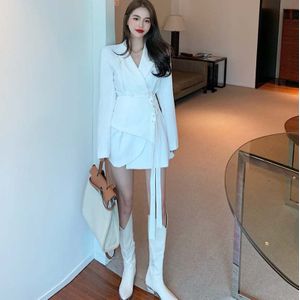 Elegante Vrouwen Blazer Mini Jurk Lange Mouwen Office Lady Slim Een Lijn Jurken Chic Koreaanse Lente Herfst Vintage kledij