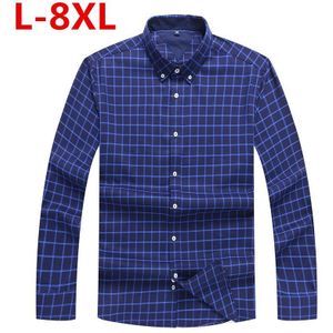 8XL 7XL 6XL Big Size Lente Katoen Plaid Mannen Shirts Lange Mouw Heren Casual Shirt Slanke Mannen Bloem Jurk Shirts camisa Masculin