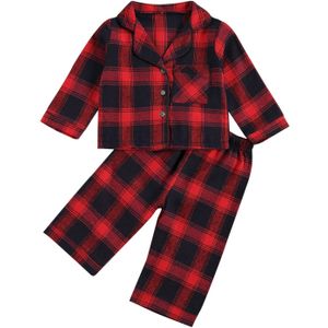 Ma & Baby 1-7Y Kerstmis Peuter Kid Jongens Pyjama Sets Rode Plaid Lange Mouw Nachtkleding Herfst Xmas Outfits Kinderen Kostuums