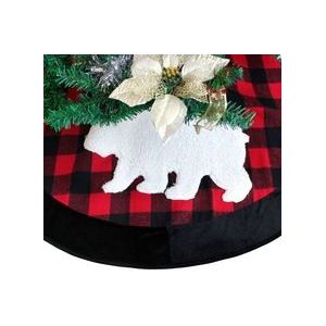 Extra Grote 50 ""Plaid Kerstboom Rok met Zwart Suede Grens Buffalo Controleren Met sherpa moose applique Borduurwerk
