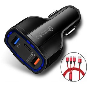 Autolader Universele 2 Usb Snel Opladen 3.0 Met Type-C Usb Snel Opladen Voor Iphone X 8 Puls xs Xr Samsung Xiaomi Autolader