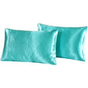 2 × Zachte Moerbei Zijde Satijn Kussensloop Beddengoed Effen Kleur Kussensloop Glad Thuis Cover Stoel Seat Decor 8 Kleuren