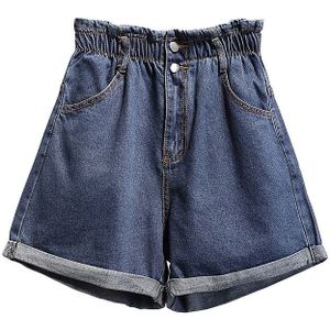 Sokotoo vrouwen zomer elastische hoge taille dark blue denim shorts Plus size roll up zoom jeans voor meisjes
