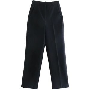 Za Herfst Producten Vrouwen Eenvoudige Mode Double-Breasted Slim Revers Jasje Pocket Straight Broek Formele Pak