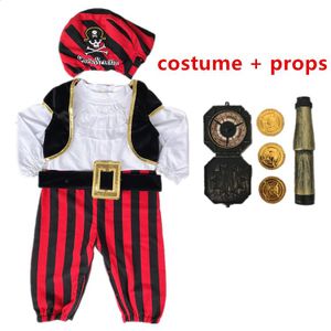 Pirate Captain Cosplay Kostuum Baby Peuter Jumpsuit Jongen Panty Kinderen Dag Fancy Halloween Open Broek Pak