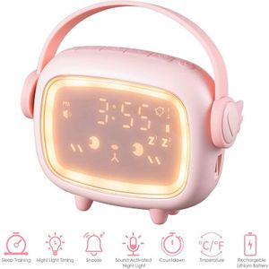 Leuke Wekker Voor Kinderen Ok Wakker Sound Activated Wekker Oplaadbare Met Nachtlampje Temperatuur 6 ringtone