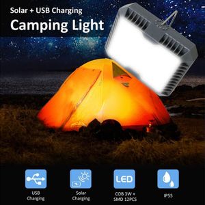 T-SUNRISE Led Camping Lichten 3 Modus Outdoor Tent Camping Lantaarn Solar Zaklampen Lamp Usb Oplaadbare Draagbare Opknoping Lampen