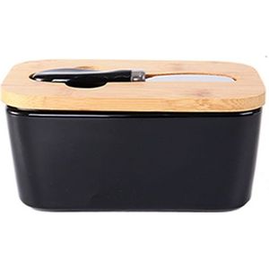Nordic Boter Afdichting Doos, keramische Boter Plaat Met Houten Deksel En Mes Kaas Opbergvak Botervloot Keuken Container Doos