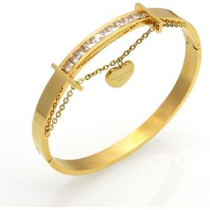 Liefde Armbanden Sieraden Heart Crystal Armbanden & Bangles Gold Colour Charm Armbanden Voor Vrouwen Pulseiras Beroemde Sieraden