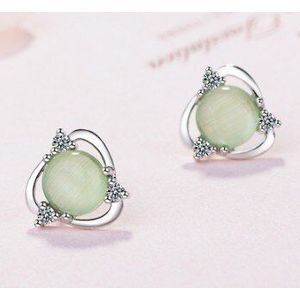 100% 925 Sterling Zilver Opal Stone Bloem Vrouwelijke Ladies'stud Oorbellen Sieraden Anti Allergie Student Meisje