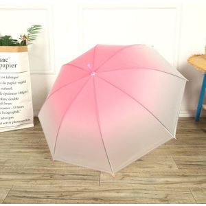 Gradiënt Kleur Lange Handvat Creatieve Paraplu Plastic Transparante Semi-Automatische Paraplu Kleine Verse Kinderen Eenvoudige Paraplu