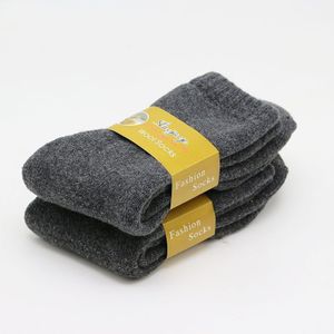 Mannen Winter Warme Wollen Sokken Effen Kleur Harajuku Retro Plus Dikke Badstof Casual Kasjmier Sokken 2 Paar