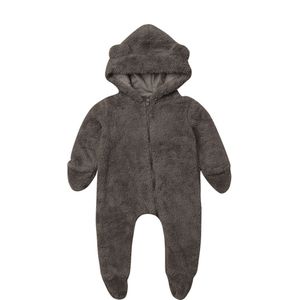 Pasgeboren Peuter Baby Hooded Romper Jumpsuit Effen Kleur Fluwelen Beer Playusit Meisje Jongen Hoddies Winter Outfits Kleding 0-24M