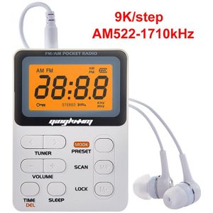 Mini Fm/Am Radio Draagbare Pocket Radio Met Led Display 3.5Mm Oortelefoon Ondersteuning Handmatige/Auto Save Station 9K/10K Ontvanger