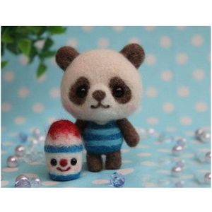 Jiwuo Creatieve Wol Dier Panda Kat Speelgoed Pop Wolvilt Prikte Kitting Niet-Afgewerkte Diy Handcarft Wol Vilten Materiaal