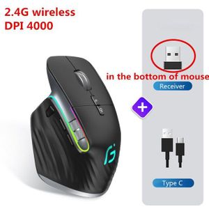 2.4G Oplaadbare Draadloze Muis Bluetooth Rgb Ergonomische Muizen 5 Speed 4000Dpi Gaming Mouse Voor Tablet Macbook Air Laptop