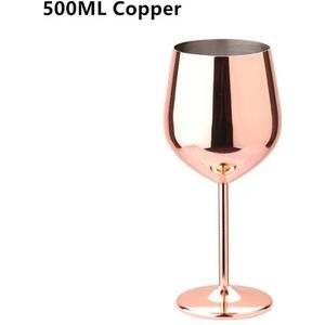 Roestvrij Staal Rode Wijn Glas Koper Plated Champagne Cup 200/500Ml Beker -Resistente Mousserende Wijn Glas cider Beker