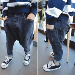 2 3 4 5 6 jaar Jongens Jeans Mode Grote Zak Harembroek Lente Herfst Broek Elastische Taille Denim Broek kids Jongen Broek Jeans