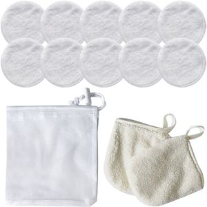 10 Stuks 3 Layer Herbruikbare Make Up Remover Pads Vrouwen Meisjes Biologische Bamboe Soft Facial Cleaning Pads Set Gezicht Wasbare cleaning Pads