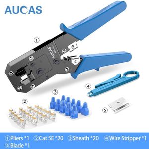 Aucas Rj45 Crimper Tool Krimpen Kabel Networking Draad Ratchet Tang Lan Kit RJ12 Gereedschap Punch Mikrotik Krimptang Apparatuur