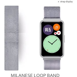 Milanese Loop Band Voor Huawei Horloge Fit Strap Accessoires Magnetische Roestvrij Stalen Riem Metalen Armband Huawei Horloge Fit Strap