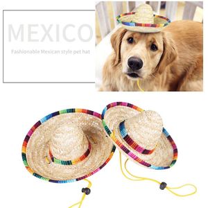 Hawaii Stijl Mini Huisdier Stro Hoed Voor Beach Party Stro Hoeden Honden Puppy Katten Sombrero Kat Zonnehoed Zonnescherm Cap grappige Accessoires