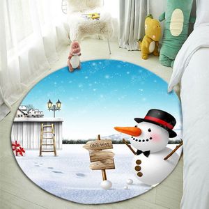 Kerst Mat Kerstman Tapijt Vrolijk Kerstfeest Decor Voor Thuis Sneeuwpop Xmas Floor Mat Ronde Kerst Deurmat Jaar