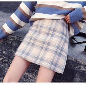 Casual Vrouwen Wol Plaid Rok Japanse Harajuku Ulzzang Vintage Hoge Taille A-lijn Rok Vrouwelijke Mode Koreaanse Kawaii Leuke Rok