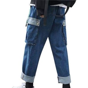 Plus Size Patchworked Inside-Out Zakken Cargo Jeans Vrouwen 5XL Harajuku Losse Rechte Denim Broek Moeder Joggers Dans Broek