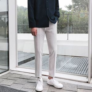 Koreaanse Stijl Mannen Slim Fit Skinny Casual Pak Broek Grijs/Zwarte Kleur Mode broek Plus Size M-2XL