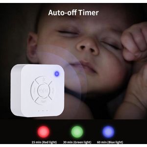 MINI Wit Noise Sound Machine Met 9 Rustgevende Geluiden Baby Slaap Fopspeen Ademhaling Licht Timer USB Opladen Babyfoon
