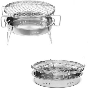 Lixada Outdoor Rvs Grill Draagbare Barbecue Rooster Mini Ronde Houtskool Opvouwbare Bbq Grill Outdoor Camping Picknick Tool