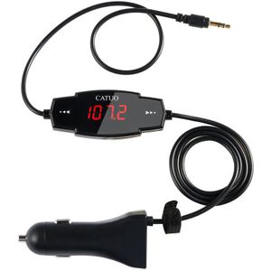 Catuo Fm-zender Carkit Radio Modulator Voor Auto Met 3.5Mm Aux Plug En 5V/2.4A Usb autolader Te Gebruiken Zwart
