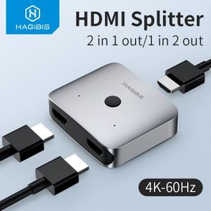 Hagibis Hdmi Switch Bi-Richting 2.0 Hdmi 4K @ 60Hz Switcher 1x 2/2X1 adapter 2 In 1 Out Converter Voor PS4/3 Tv Box Hdmi Splitter