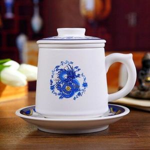 Houmaid drinkwareChinese keramische theekopje en schotel sets met deksel filter beker, porselein thee cup uit Jingdezhen