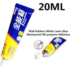 20Ml Nailless Vloeibare Witte Latex Lijm Super Sterke Snelle Droge Spiegel Glas Metaal Rubber Houten Stok Waterdichte All-purpose Lijm