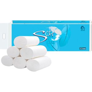 12pcs Wood Pulp Roll Paper 4-Layer Toilet Paper Biodegradable Toilet Tissue Non-Smell Home Bathroom Kitchen Accessories